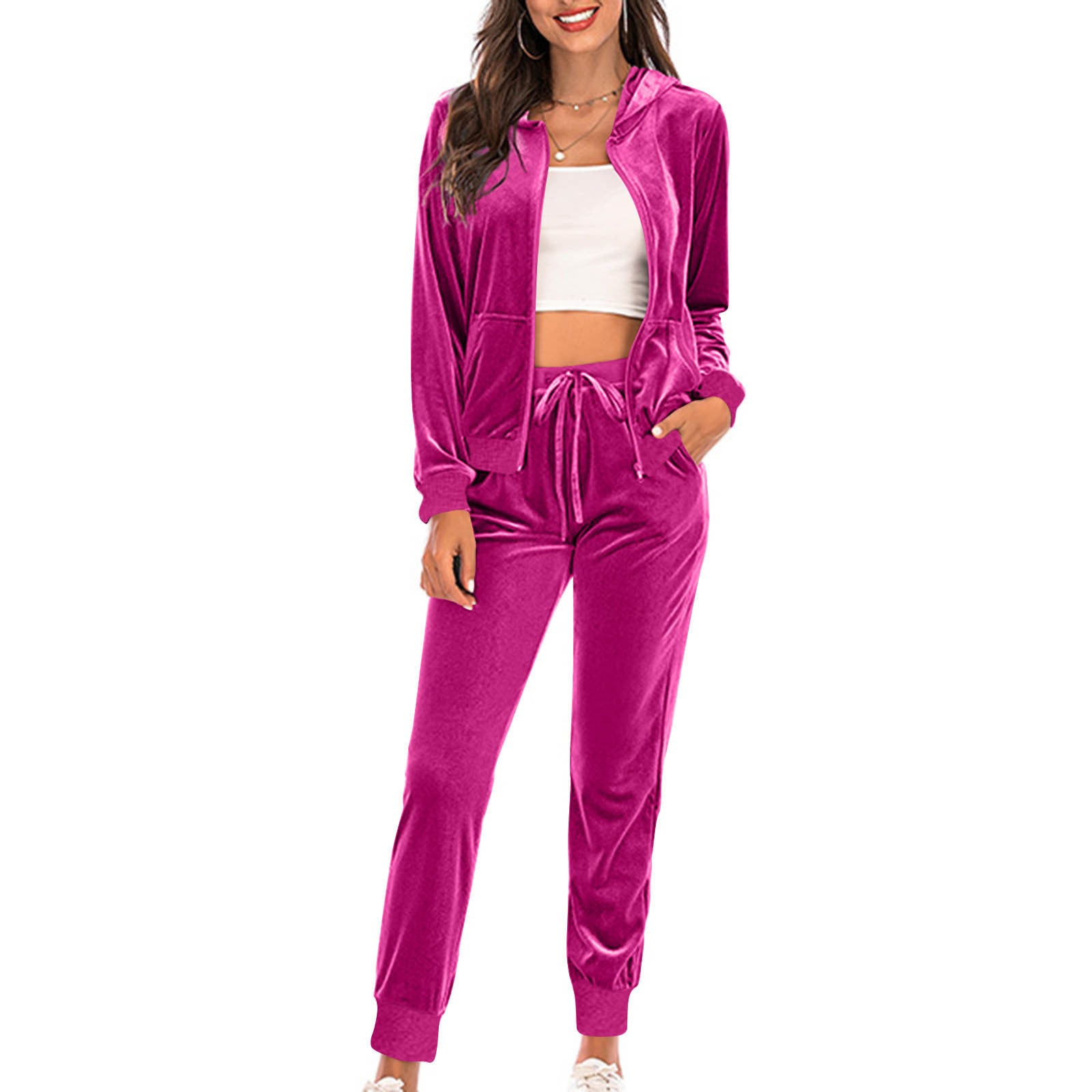 Women's Long Sleeved Hooded Jacket Set