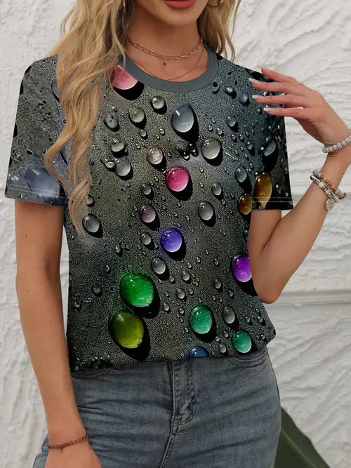 2025 Women's 3D Printed Pattern Garden Collar Short Sleeve