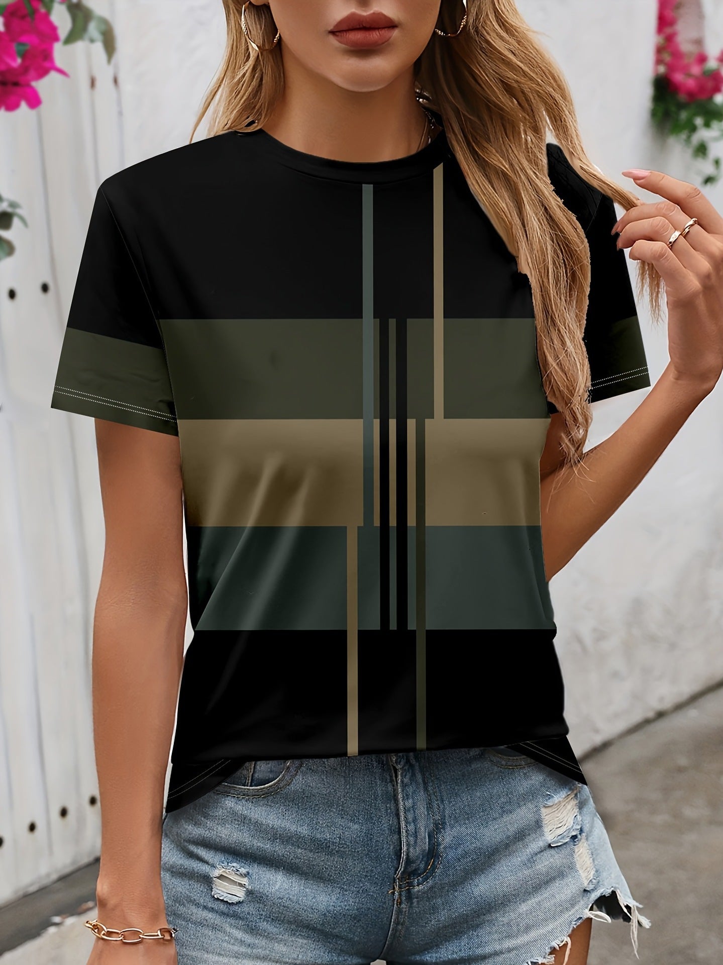 2025 Women's 3D Printed Pattern Garden Collar Short Sleeve