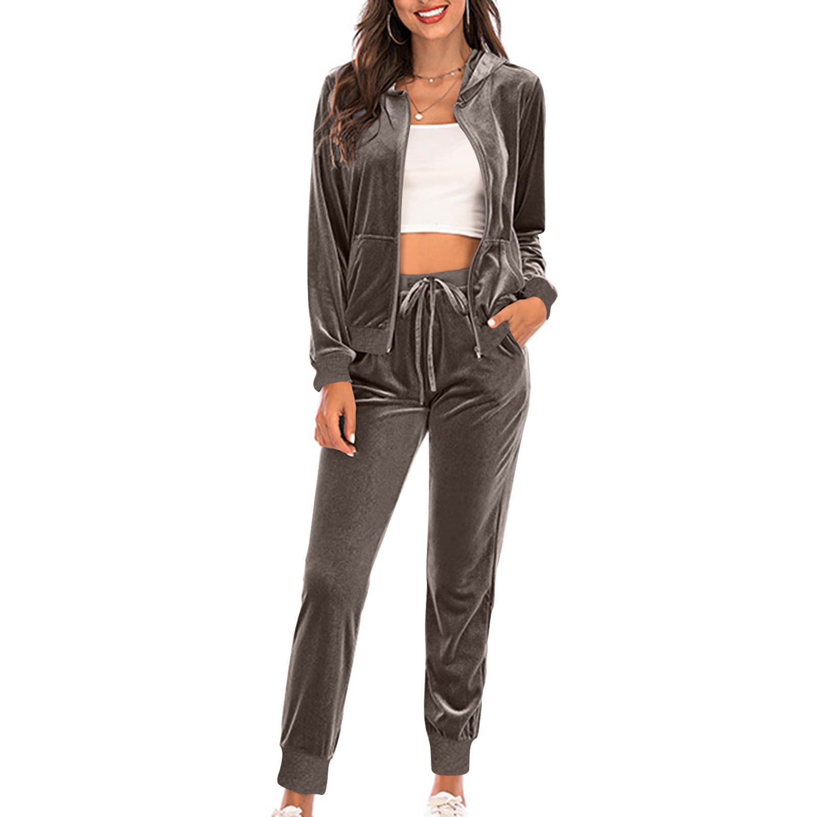 Women's Long Sleeved Hooded Jacket Set
