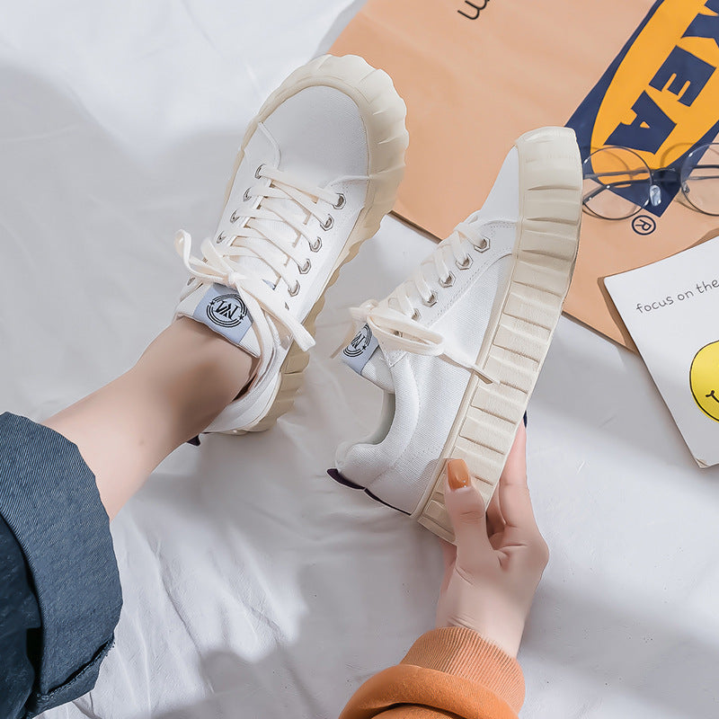 Retro Korean Type All-Match Platform Big Toe Sneakers For Women