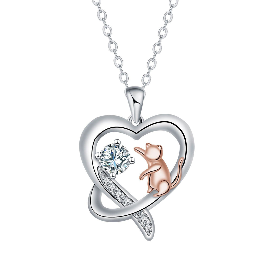 Heart-shaped Pendant Female Necklace Cat Clavicle Chain