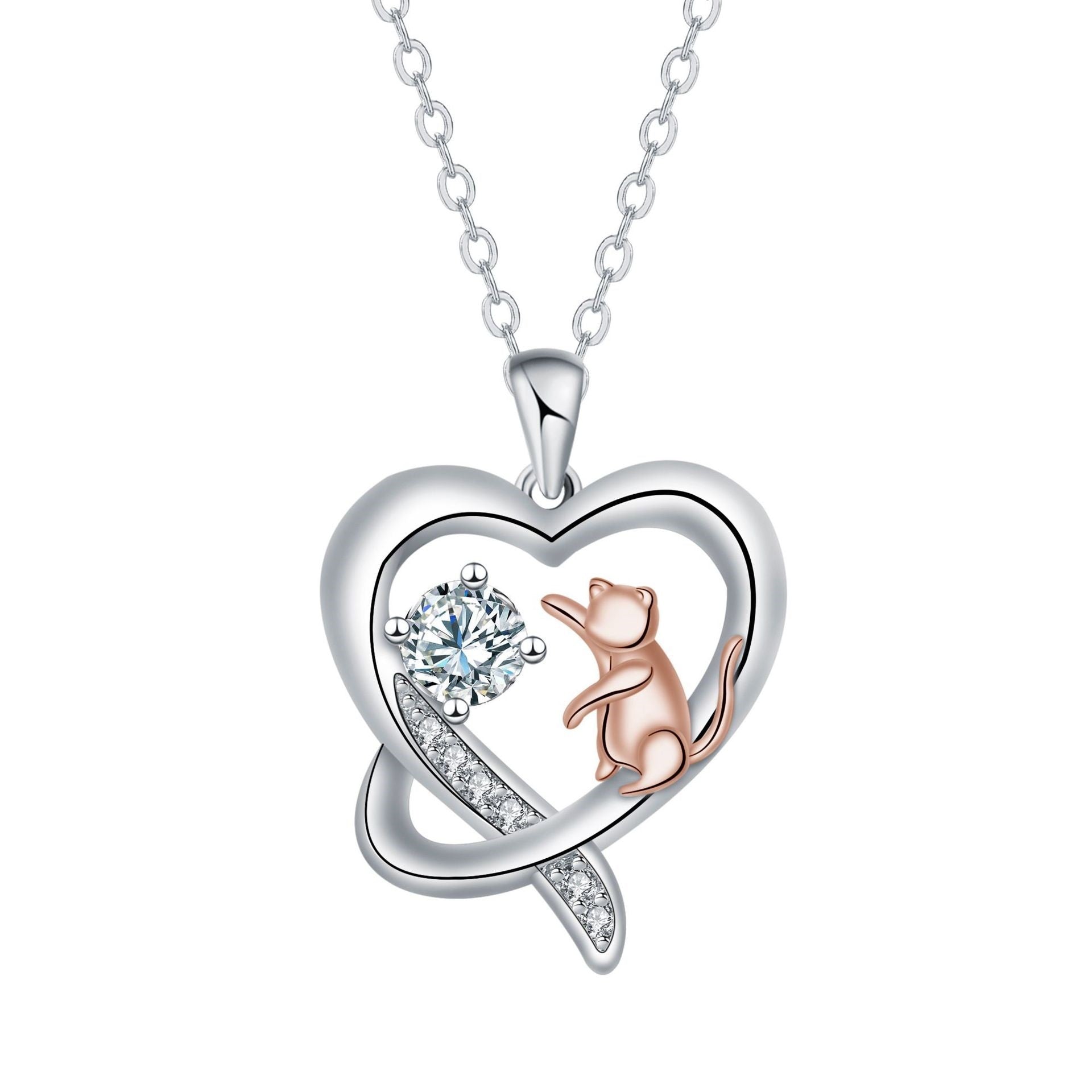 Heart-shaped Pendant Female Necklace Cat Clavicle Chain
