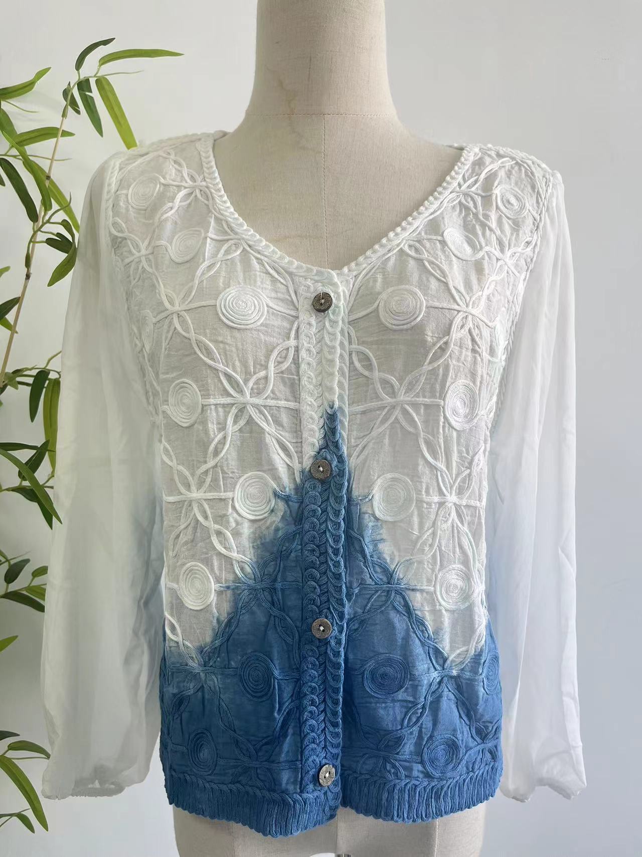 Ethnic Style Handmade Tie-dyed Loose Small Outerwear Top