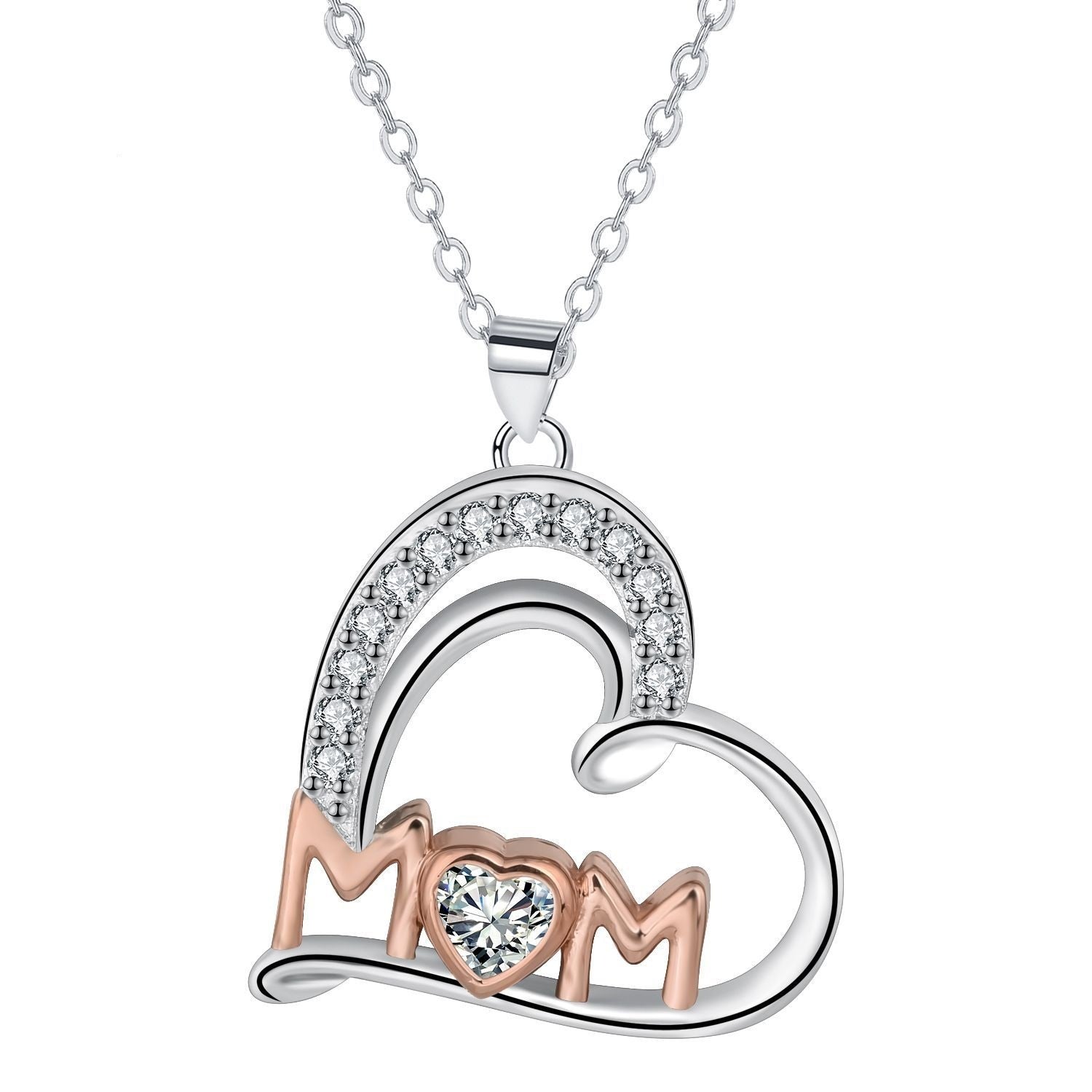 Heart Necklace Love MOM Clavicle Chain Mother'