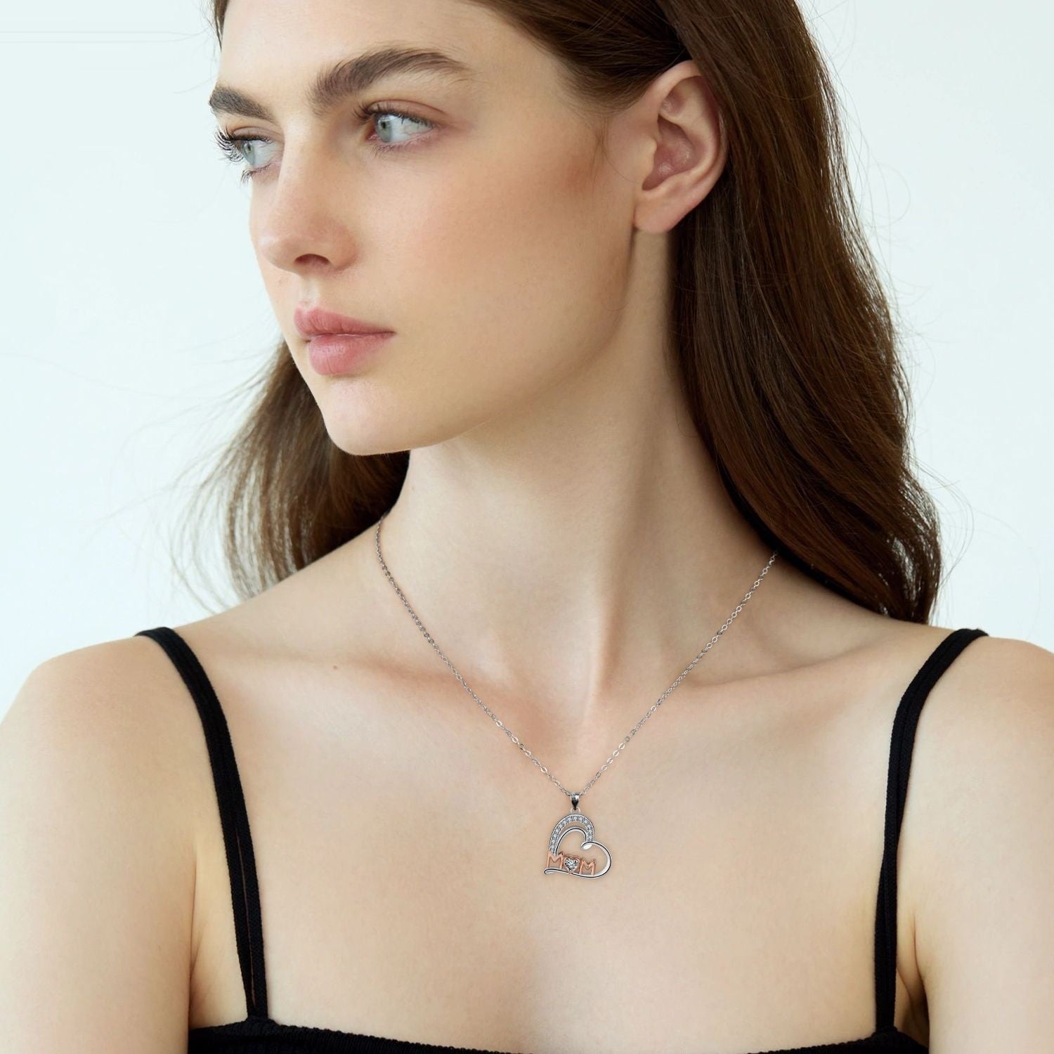 Heart Necklace Love MOM Clavicle Chain Mother'