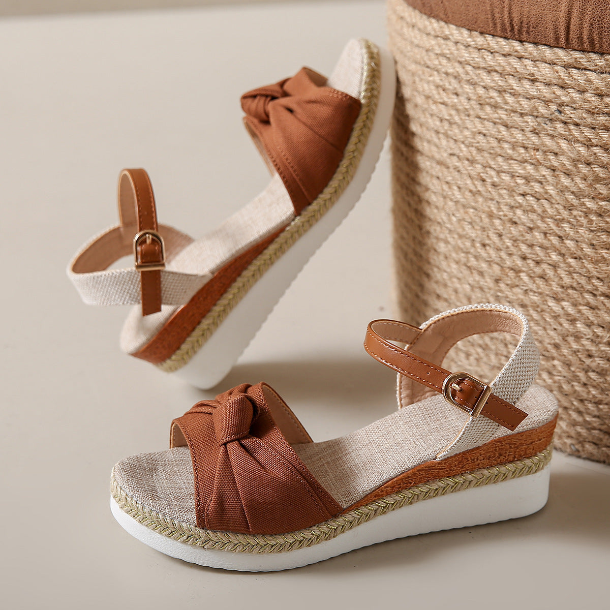 Bowknot Fashion Sandals Fish Mouth Buckle Rope Bottom