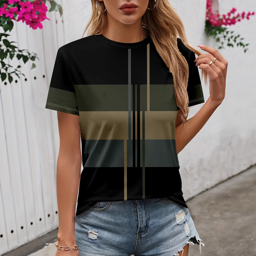 2025 Women's 3D Printed Pattern Garden Collar Short Sleeve