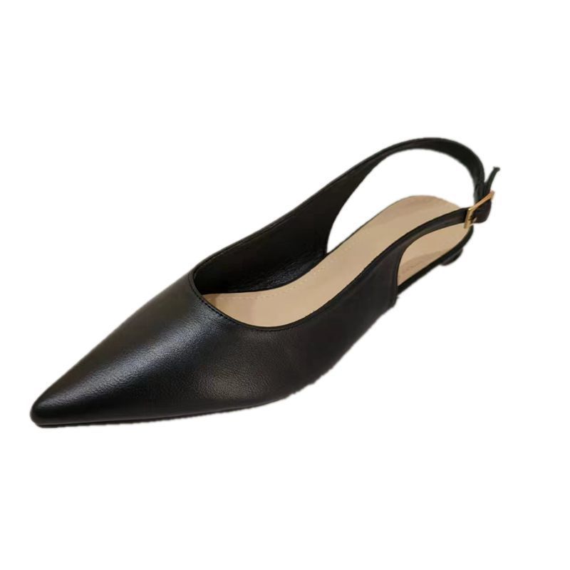 French Minority Low Heel Pointed-toe Low-cut Women's Toe Cap Sandals