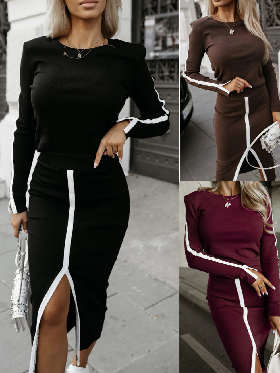 Split Two-piece Skirt Set For Women