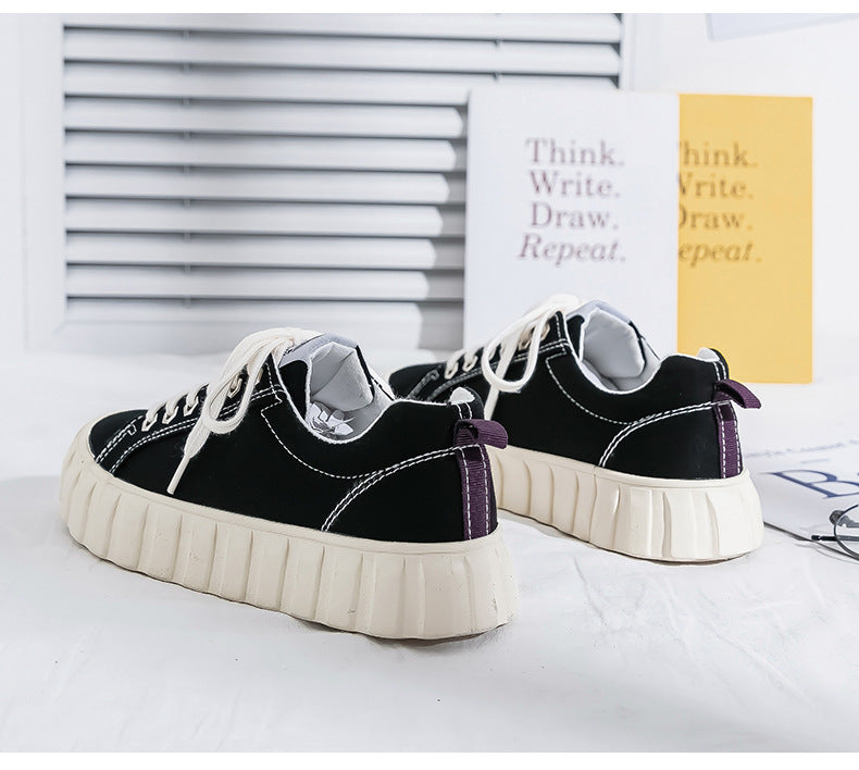 Retro Korean Type All-Match Platform Big Toe Sneakers For Women