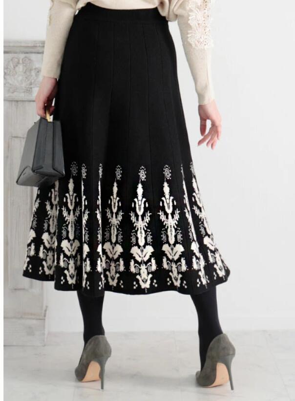 Jacquard Slim Knit A- Line Temperament Long Dress