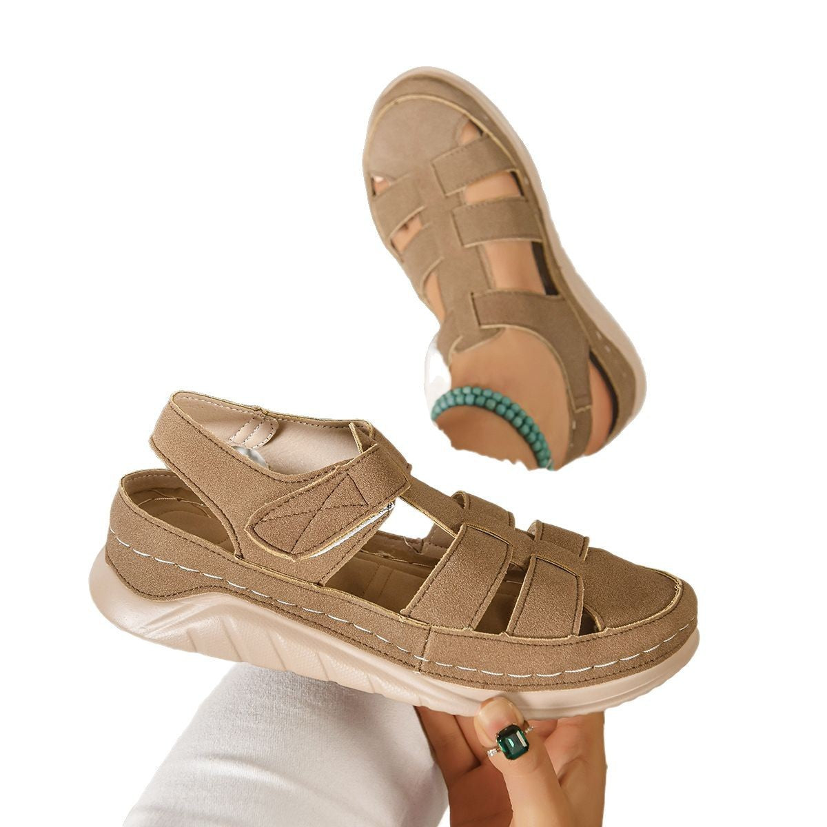 Harajuku Roman Closed Toe Fashion Platform Sandals For Women