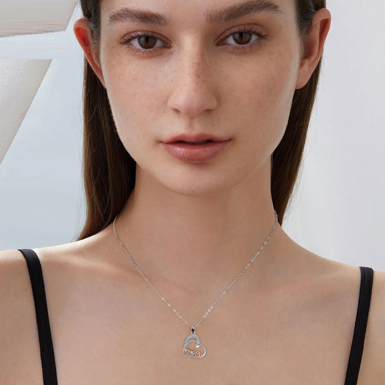 Heart Necklace Love MOM Clavicle Chain Mother'