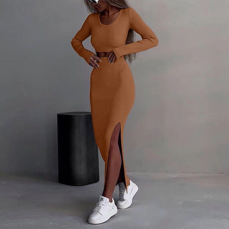 Half Body Split Hip Skirt Two Pieces