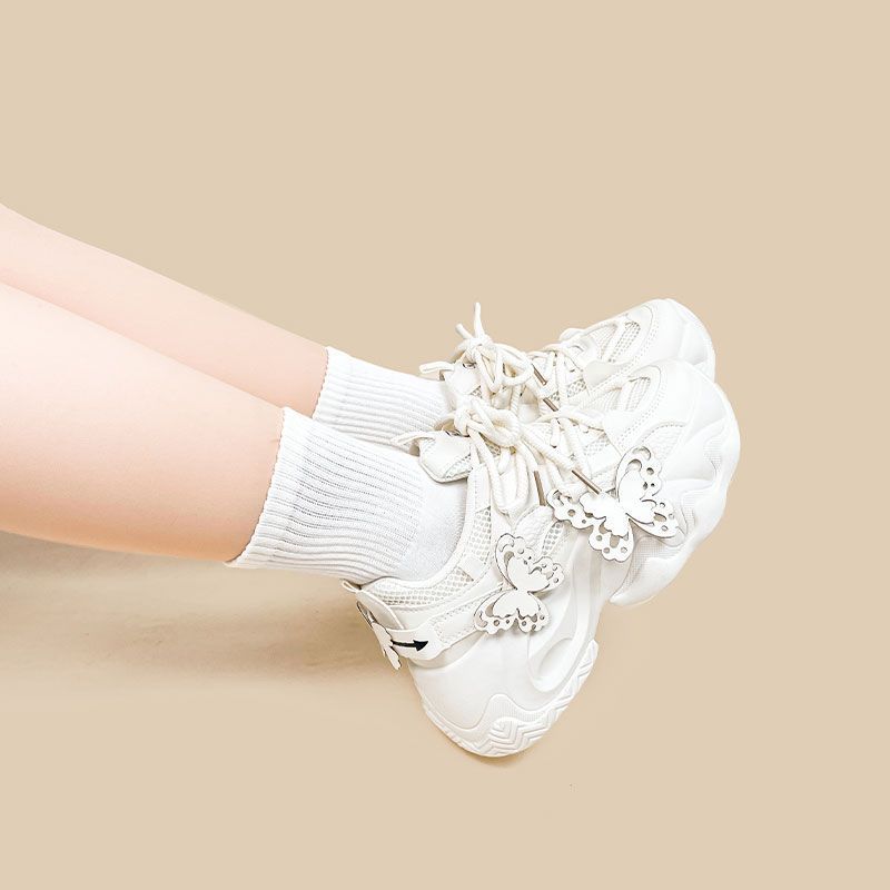 Female Minimalist Casual White Thick Soled Dad Shoes