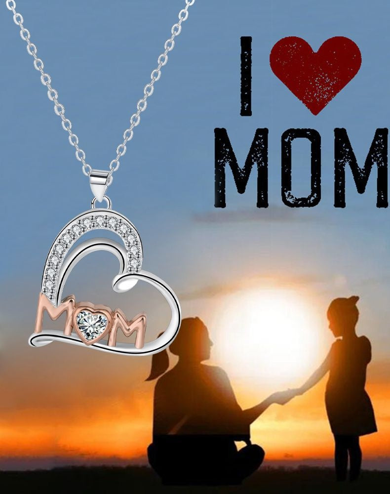 Heart Necklace Love MOM Clavicle Chain Mother'