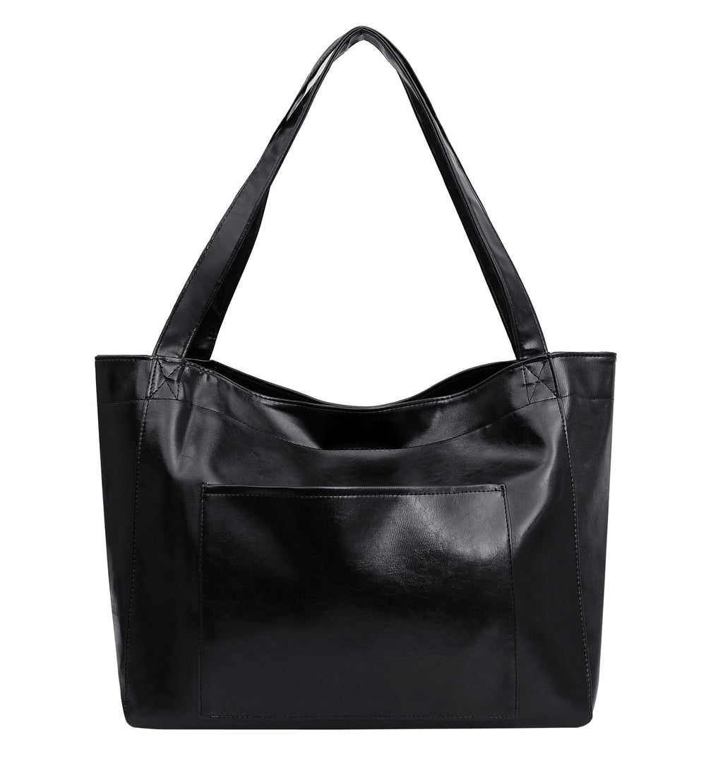 Soft Leather Retro Oil Waxed Leather Large Capacity Shoulder Bag