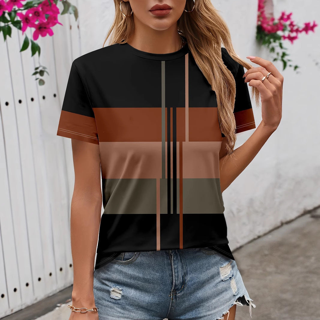 2025 Women's 3D Printed Pattern Garden Collar Short Sleeve