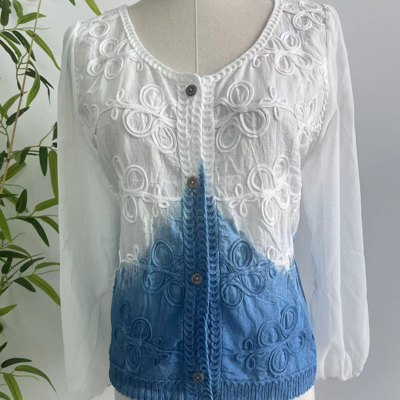 Ethnic Style Handmade Tie-dyed Loose Small Outerwear Top