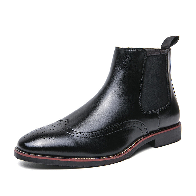 Autumn And Winter Fleece-lined Men's Plus Size Fashion Short Boots