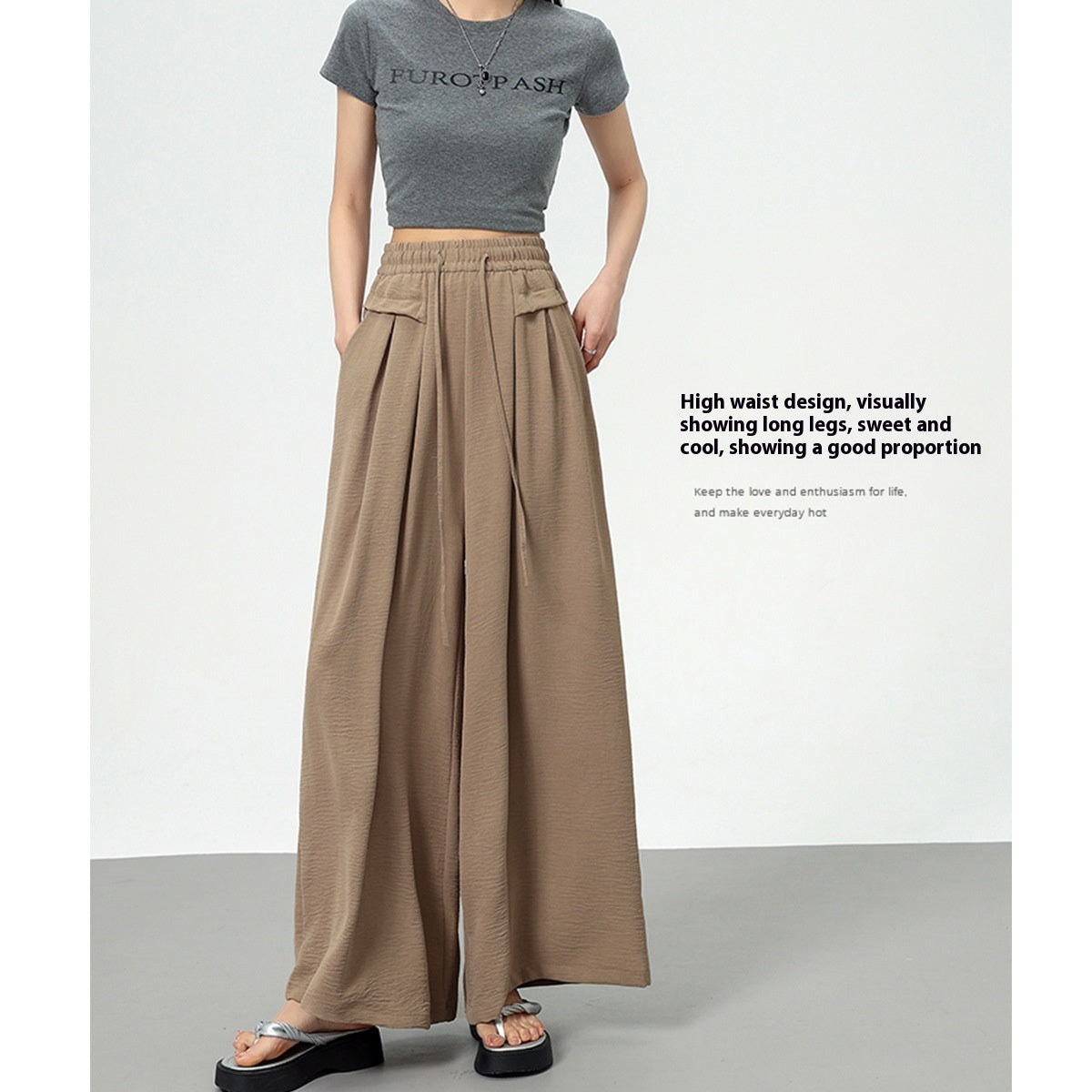 Texture Ice Silk Wide-leg Pants