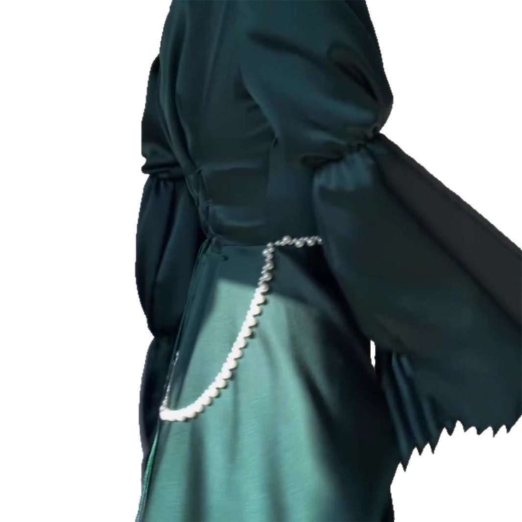 Long Sleeve Round Neck Pearl Dress