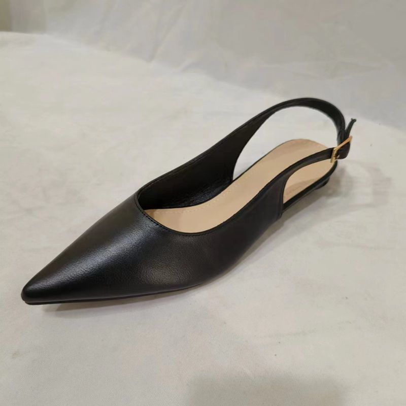 French Minority Low Heel Pointed-toe Low-cut Women's Toe Cap Sandals