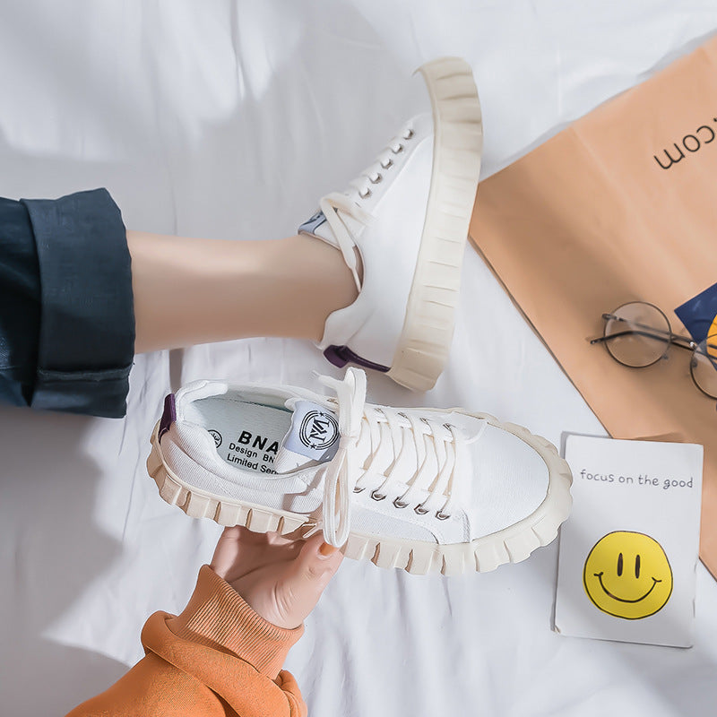 Retro Korean Type All-Match Platform Big Toe Sneakers For Women